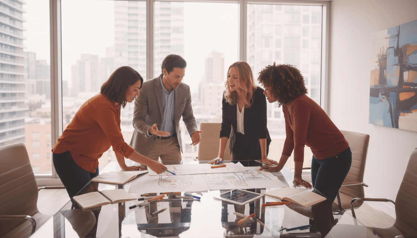 Corporate team gathering at an indoor space in London