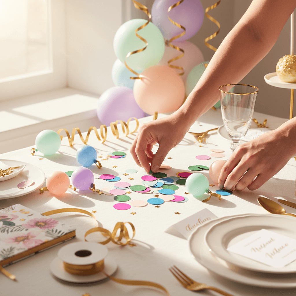 Coordinator adding final touches to a party table