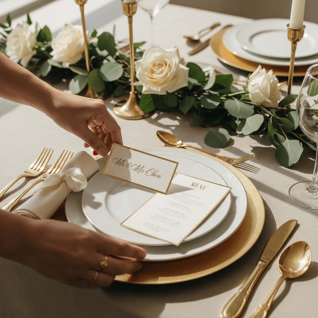 Event coordinator arranging place settings in London